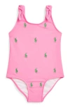 Polo Ralph Lauren Baby One-piece Swimsuit In Laguna Pink/tiller Green