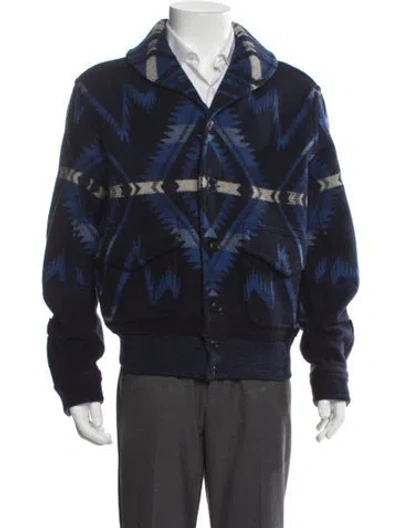 Pre-owned Polo Ralph Lauren Printed Bomber Jacket In Blue