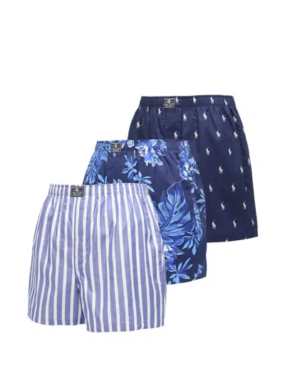 Polo Ralph Lauren Printed Boxers (set Of Three) In Blue