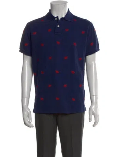 Pre-owned Polo Ralph Lauren Printed Collar Polo Shirt In Blue
