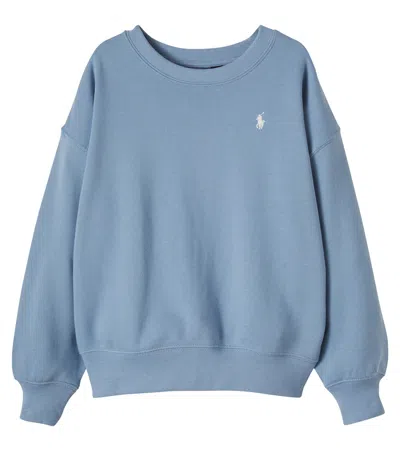Polo Ralph Lauren Kids' Printed Cotton-blend Jersey Sweatshirt In Blue