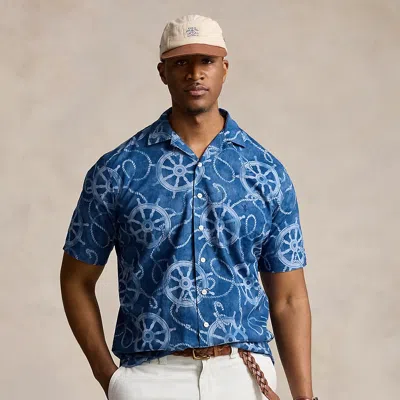 Polo Ralph Lauren Printed Cotton-linen Camp Shirt In Ropes & Ship Wheel