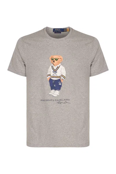 Polo Ralph Lauren Printed Cotton T-shirt In Grey