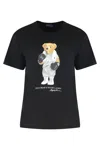 Polo Ralph Lauren Womens Polo Black Bear-print Short-sleeves Cotton-jersey T-shirt