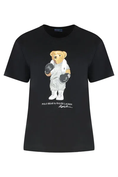 Polo Ralph Lauren Printed Cotton T-shirt In Black