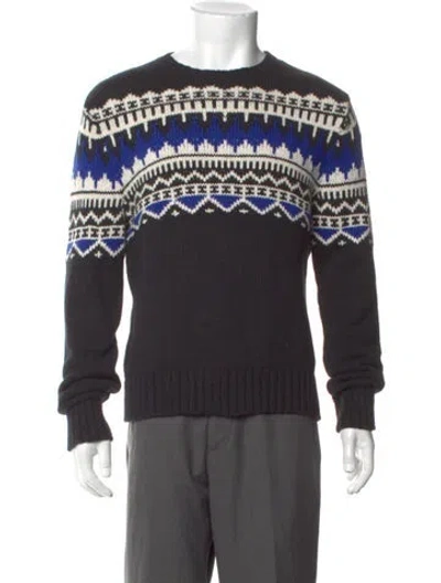 Pre-owned Polo Ralph Lauren Printed Crew Neck Pullover In Black