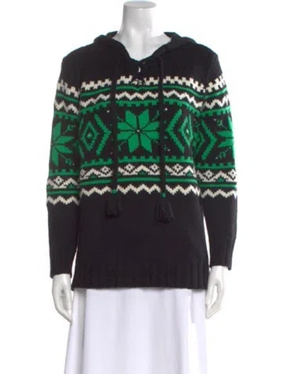 Pre-owned Polo Ralph Lauren Printed Crew Neck Sweater In Black