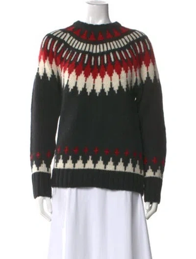 Pre-owned Polo Ralph Lauren Printed Crew Neck Sweater In Black