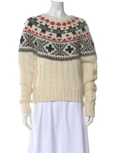Pre-owned Polo Ralph Lauren Printed Crew Neck Sweater In Neutral