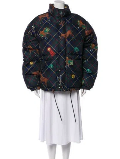 Pre-owned Polo Ralph Lauren Printed Down Jacket In Blue
