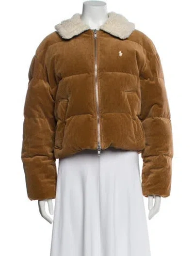 Pre-owned Polo Ralph Lauren Printed Down Jacket In Brown