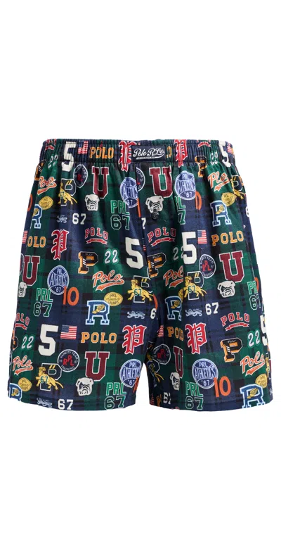 Polo Ralph Lauren Printed Flannel Boxers Letterman Toss Plaid In Multi