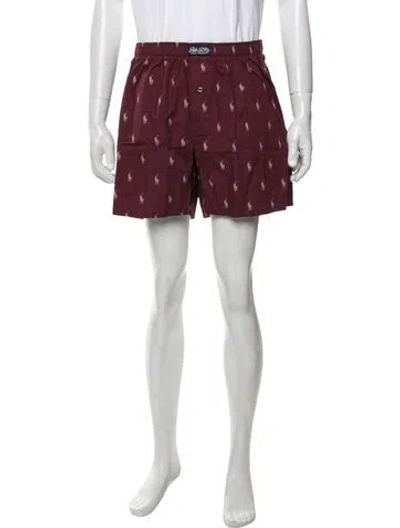 Pre-owned Polo Ralph Lauren Printed Jogger Shorts In Burgundy