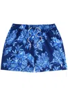 Polo Ralph Lauren Traveler Straight-leg Mid-length Floral-print Seersucker Swim Shorts In Blue
