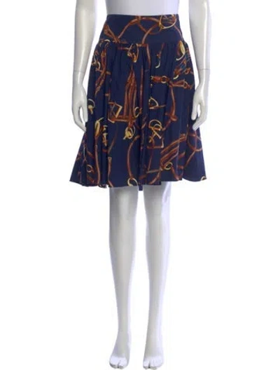 Pre-owned Polo Ralph Lauren Printed Mini Skirt In Blue