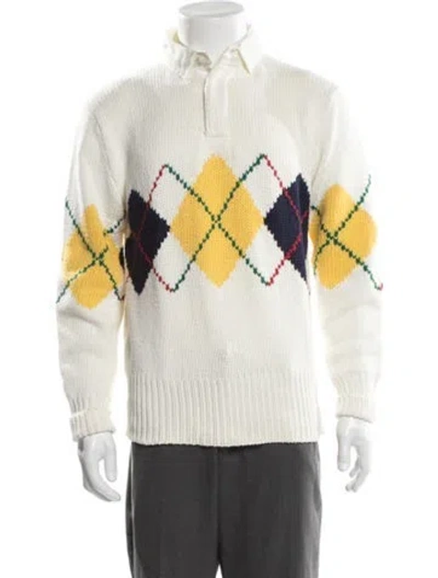 Pre-owned Polo Ralph Lauren Printed Mock Neck Cardigan In Neutral