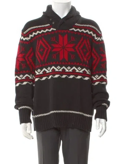Pre-owned Polo Ralph Lauren Printed Mock Neck Polo Sweater In Multi