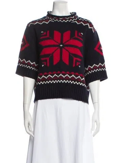 Pre-owned Polo Ralph Lauren Printed Mock Neck Sweater W/ Tags In Black