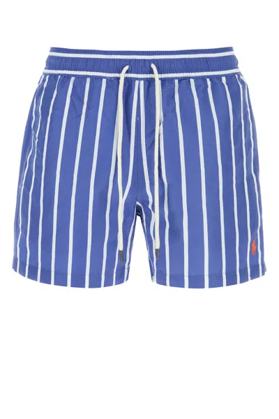 Polo Ralph Lauren Printed Polyester Swimming Shorts In Blue
