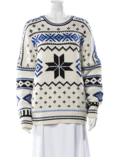 Pre-owned Polo Ralph Lauren Printed Scoop Neck Sweater W/ Tags In Neutral