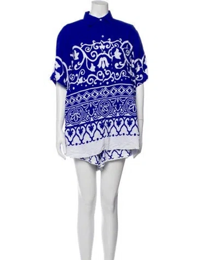 Pre-owned Polo Ralph Lauren Printed Short Set W/ Tags In Blue
