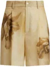 Polo Ralph Lauren Tracy Pleated Floral Silk Gauze Short In Neutrals