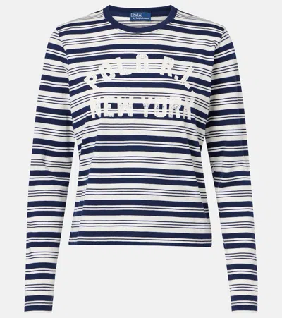 Polo Ralph Lauren Printed Striped Cotton T-shirt In Multi
