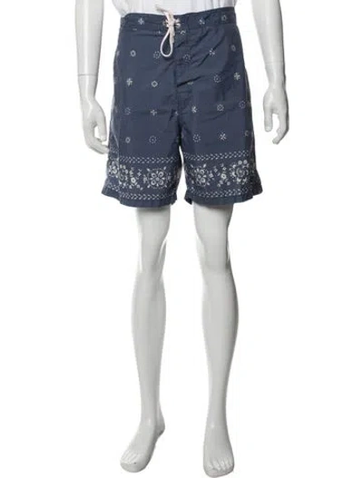 Pre-owned Polo Ralph Lauren Printed Swim Trunks In Blue