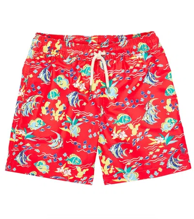 Polo Ralph Lauren Kids' Printed Swim Trunks In Red