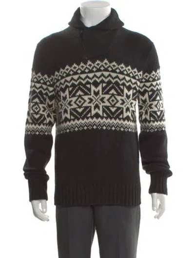 Pre-owned Polo Ralph Lauren Printed Turtleneck Pullover In Black