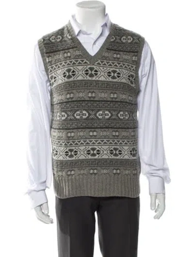 Pre-owned Polo Ralph Lauren Printed V-neck Sweater Vest In Multi