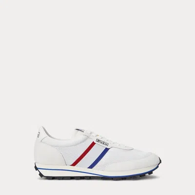 Polo Ralph Lauren Prl Trail 100 Suede & Mesh Sneaker In White/cruise Royal