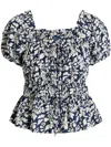 Polo Ralph Lauren Prt 60/1 Cottn Ppln-ss Aspn Tp-short Sleeve-blouse In Blue