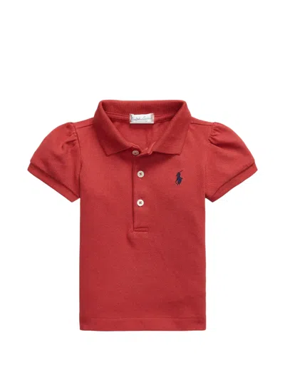 Polo Ralph Lauren Babies' Puff-sleeve Polo Shirt In Red