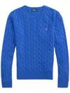 Polo Ralph Lauren Blu Porto Melange Wool And Cashmere Braided Sweater In Blue
