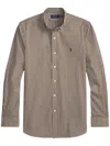 Polo Ralph Lauren Striped Pattern Button-down Collar Long Sleeves In Brown