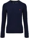Polo Ralph Lauren Julianna Cotton Cable Crew Neck Sweater In Blue