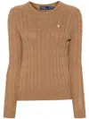 Polo Ralph Lauren Slim Fit Cotton Crewneck Jumper In Brown