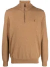 Polo Ralph Lauren Wool Quarter-zip Sweater In Brown