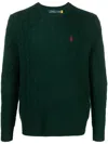 Polo Ralph Lauren Wool-cashmere Cable-knit Sweater In Green