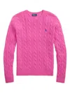 Polo Ralph Lauren Cable Knit Sweater With Round Neckline And Long Sleeves In Pink