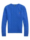 Polo Ralph Lauren Blu Porto Melange Wool And Cashmere Braided Sweater