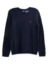 Polo Ralph Lauren Julianna Cotton Cable Crew Neck Sweater In Blue