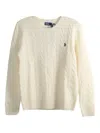 Polo Ralph Lauren Classic Cable Knit Sweater With Round Neckline And Ribbed Details In White