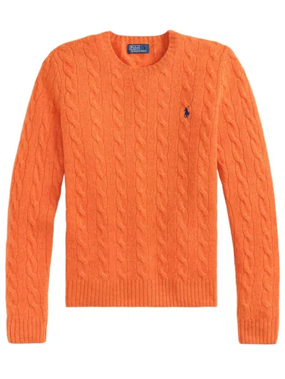 Polo Ralph Lauren Pullover Girocollo In Lana E Cashmere A Trecce In Animal Print