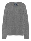 Polo Ralph Lauren Classic Cable Knit Sweater In Soft Wool-cashmere Blend In Gray