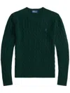 Polo Ralph Lauren Julianna Green Sweater With Round Neck And Pony Embroidery On The Front In Wool And Cashmere Woman In Green