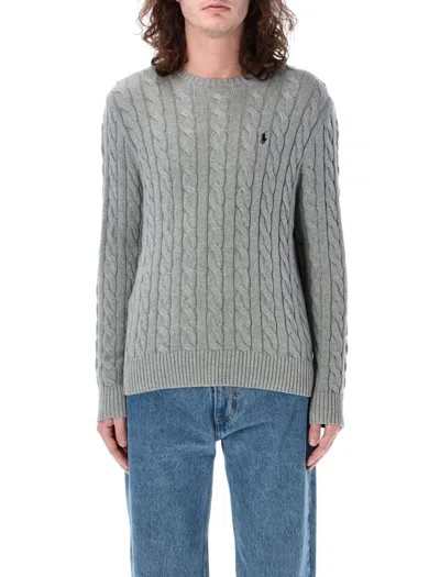 Polo Ralph Lauren Maglia In Cotone A Trecce Regular-fit Sweater In Gray