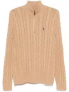 Polo Ralph Lauren Cable-knit Half-zip Pullover In Braun