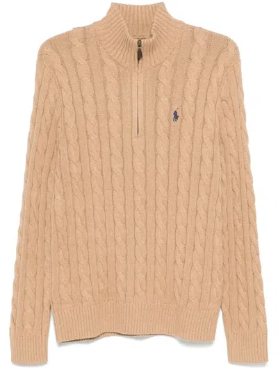 Polo Ralph Lauren Cable-knit Half-zip Pullover In Neutral